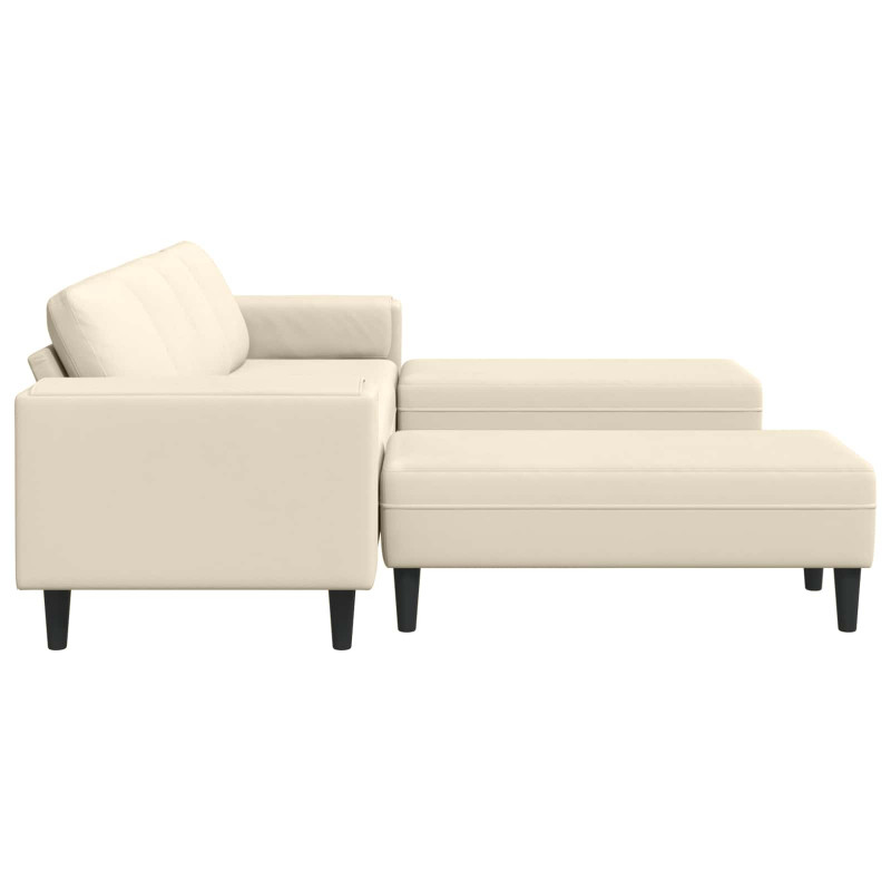 Sofa z poduszką Kremowy 250 x 188 x 76 cm Tkanina sztruksowa