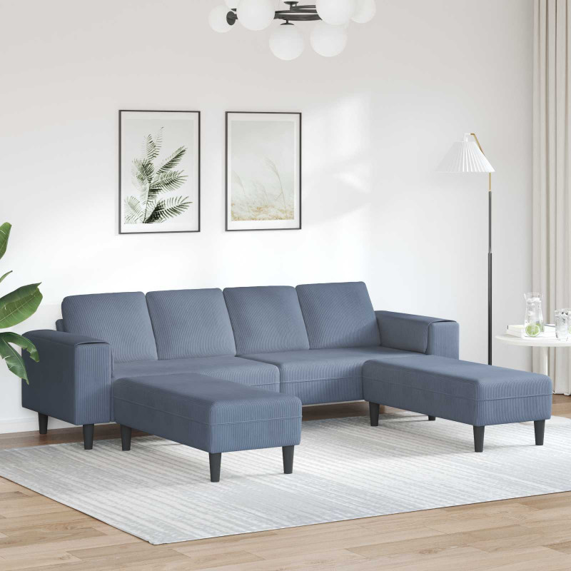 Sofa z poduszką Niebieski 250 x 188 x 76 cm Tkanina sztruksowa