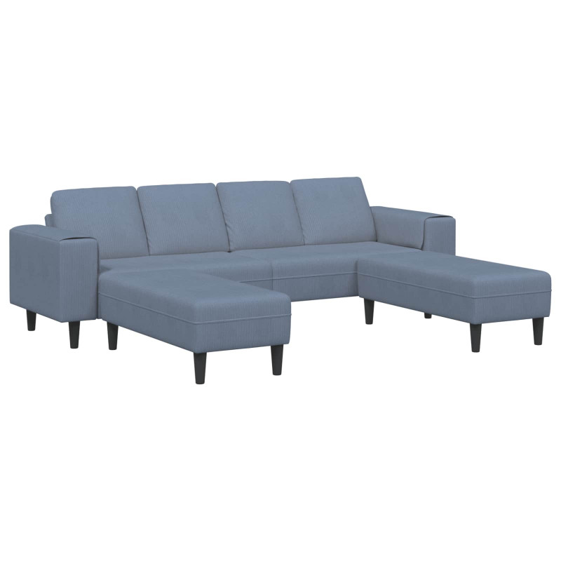 Sofa z poduszką Niebieski 250 x 188 x 76 cm Tkanina sztruksowa