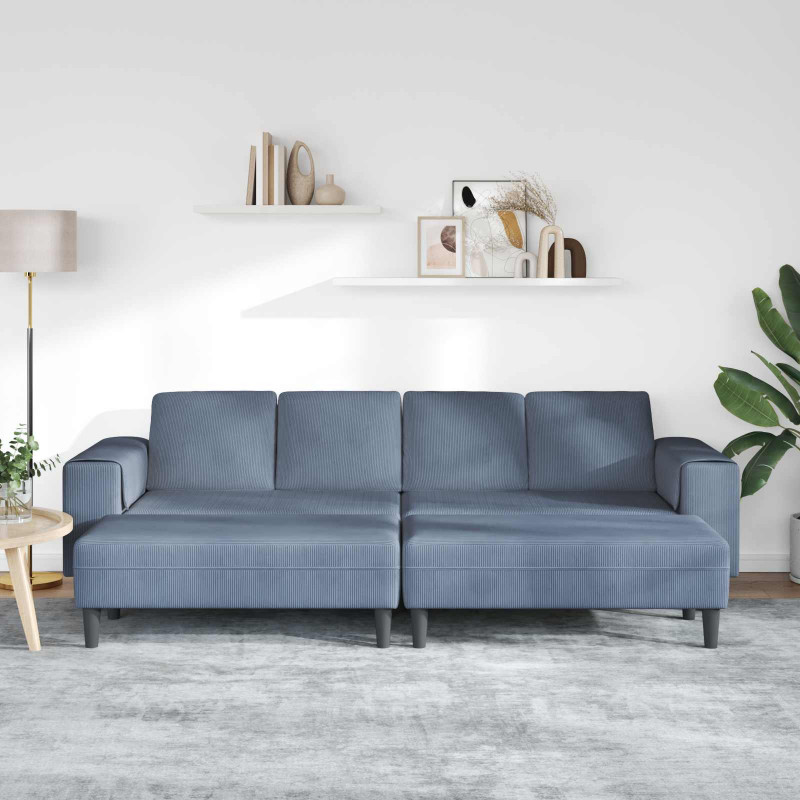Sofa z poduszką Niebieski 250 x 188 x 76 cm Tkanina sztruksowa