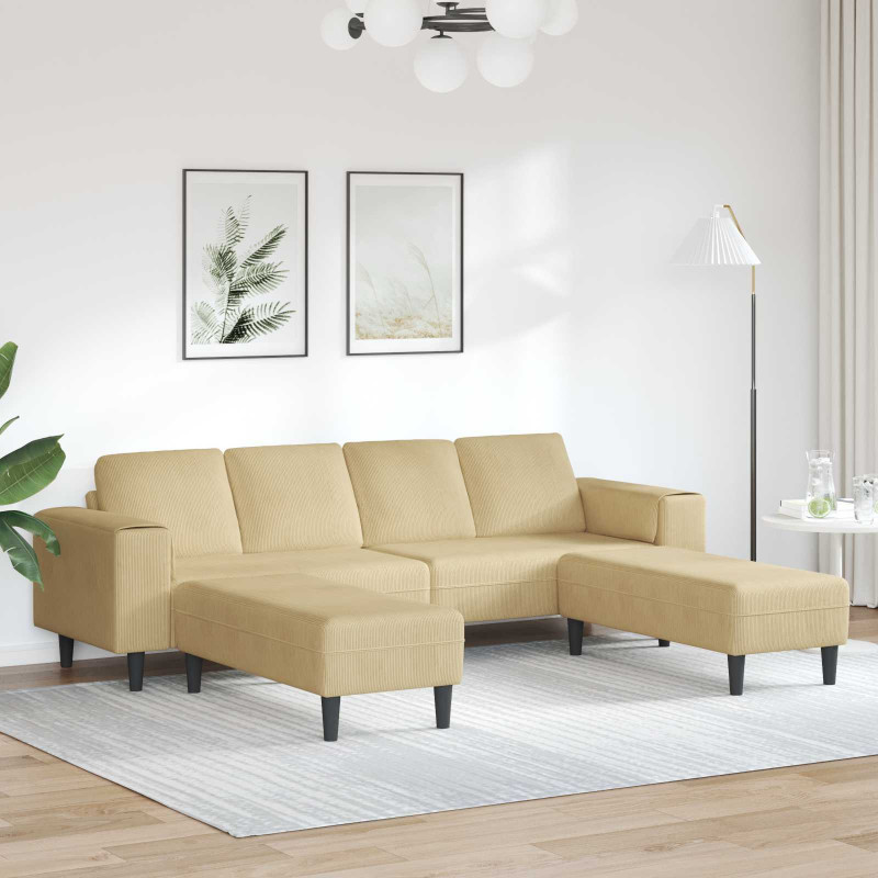 Sofa Szary zielony 250 x 188 x 76 cm Tkanina sztruksowa