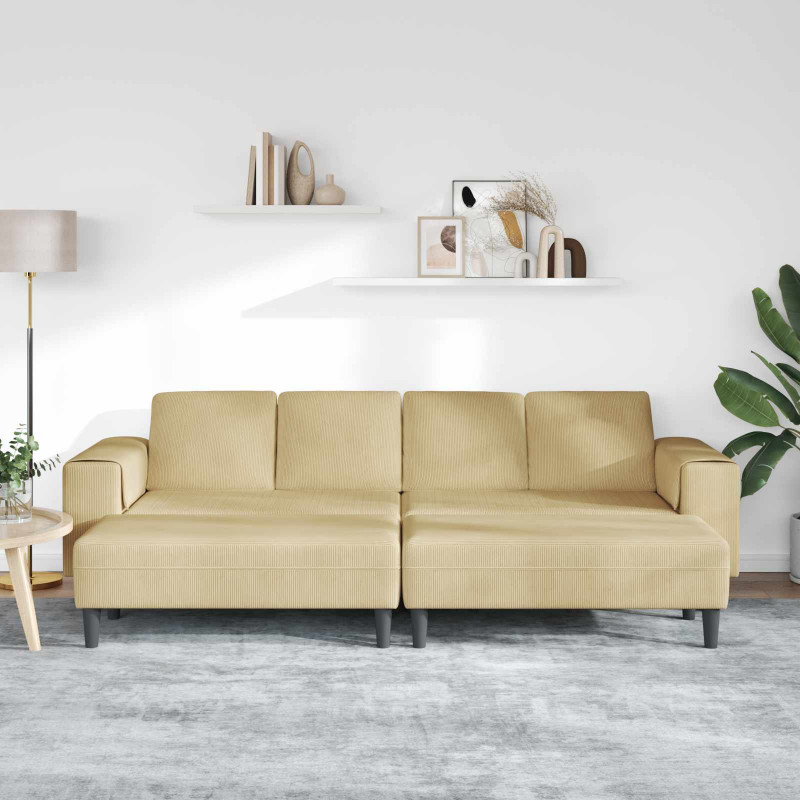Sofa Szary zielony 250 x 188 x 76 cm Tkanina sztruksowa