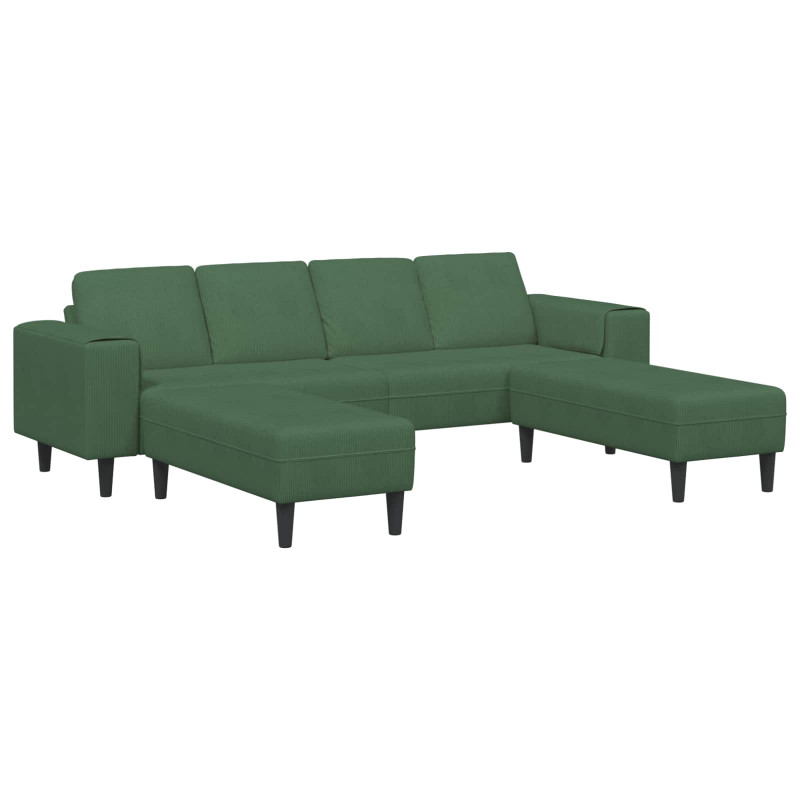 Sofa Ciemna zieleń 250 x 188 x 76 cm Tkanina sztruksowa