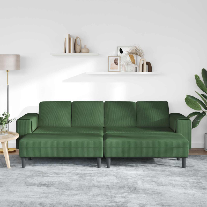Sofa Ciemna zieleń 250 x 188 x 76 cm Tkanina sztruksowa