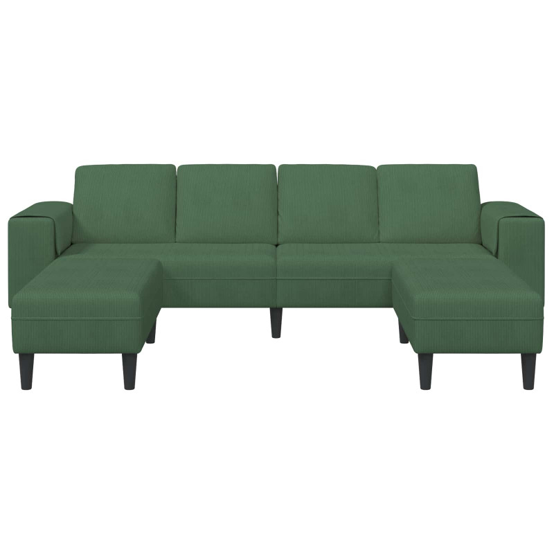 Sofa Ciemna zieleń 250 x 188 x 76 cm Tkanina sztruksowa
