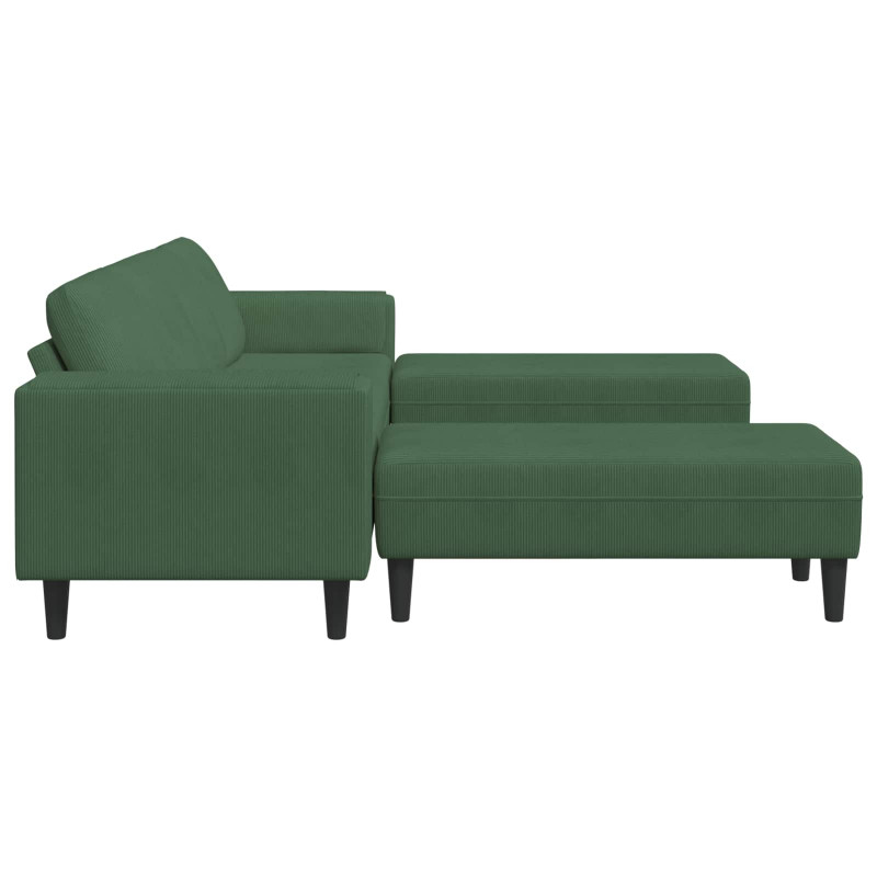 Sofa Ciemna zieleń 250 x 188 x 76 cm Tkanina sztruksowa