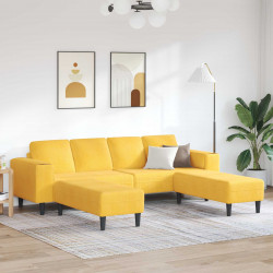 Sofa z poduszką Jasnożółty 250 x 188 x 76 cm Tkanina sztruksowa