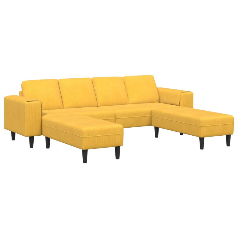 Sofa z poduszką Jasnożółty 250 x 188 x 76 cm Tkanina sztruksowa