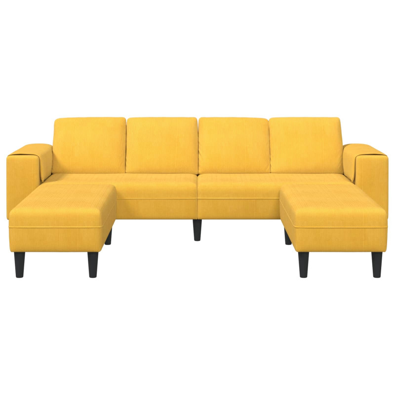 Sofa z poduszką Jasnożółty 250 x 188 x 76 cm Tkanina sztruksowa