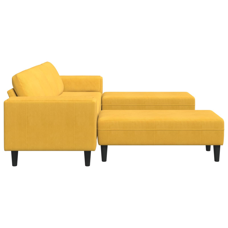 Sofa z poduszką Jasnożółty 250 x 188 x 76 cm Tkanina sztruksowa