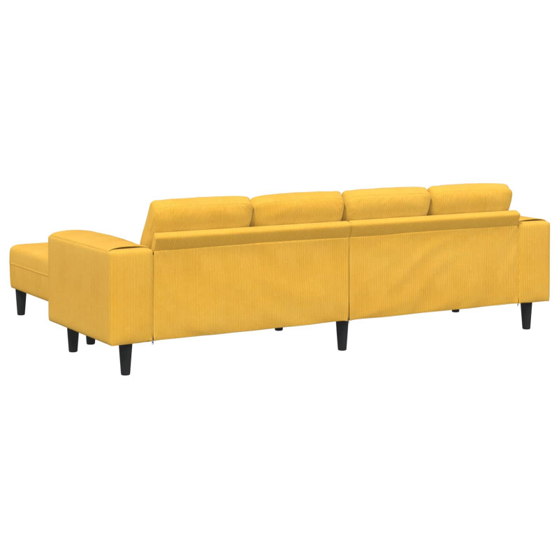 Sofa z poduszką Jasnożółty 250 x 188 x 76 cm Tkanina sztruksowa