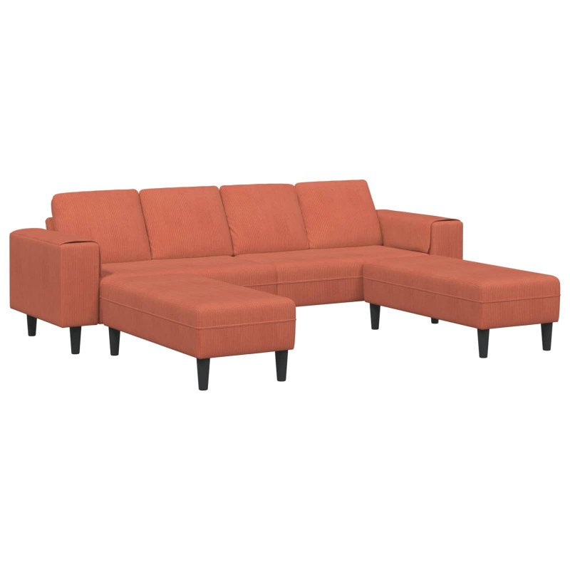 Sofa Czerwono-pomarańczowy 250 x 188 x 76 cm Tkanina sztruksowa