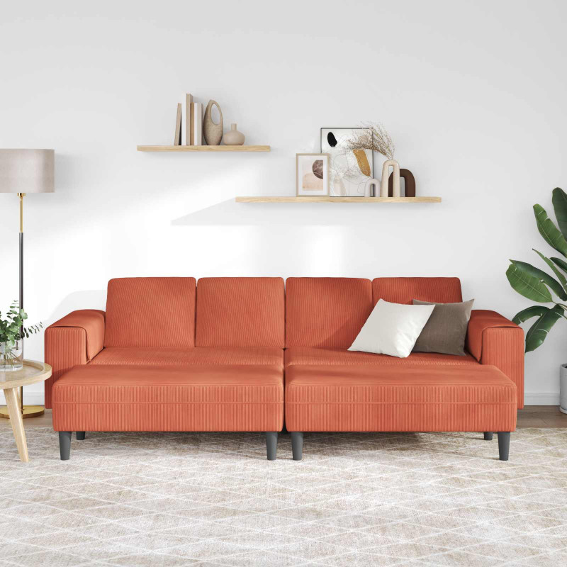Sofa Czerwono-pomarańczowy 250 x 188 x 76 cm Tkanina sztruksowa