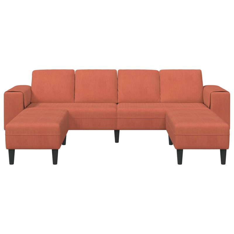 Sofa Czerwono-pomarańczowy 250 x 188 x 76 cm Tkanina sztruksowa