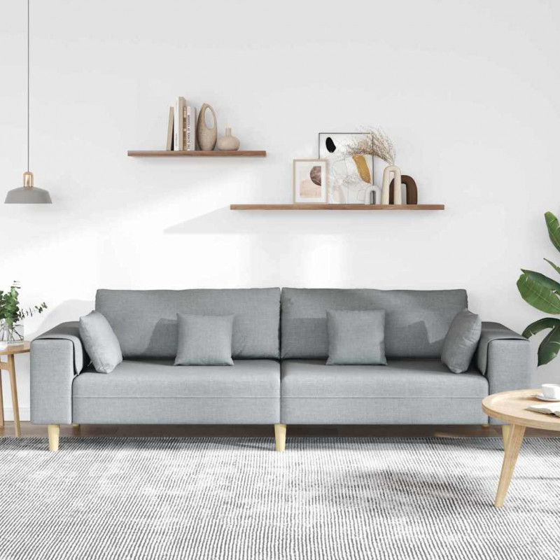 Sofa z poduszką Jasnoszary 250 x 77 x 76 cm tkanina