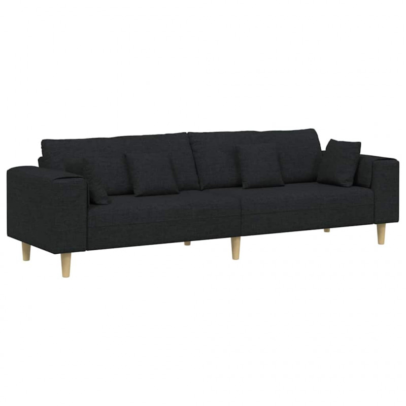 Sofa z poduszką Czarny 250 x 77 x 76 cm tkanina