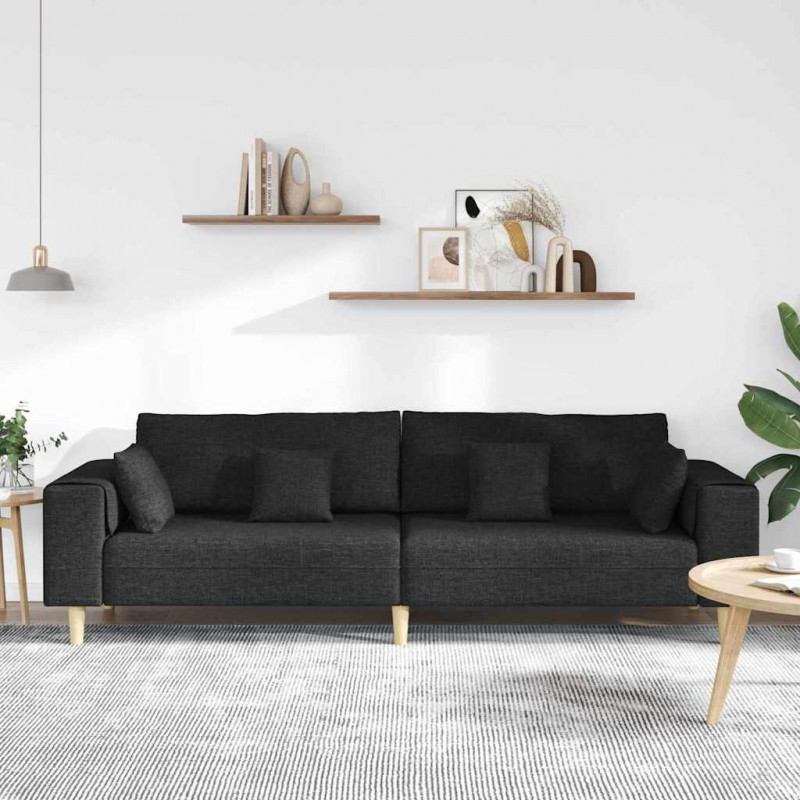 Sofa z poduszką Czarny 250 x 77 x 76 cm tkanina