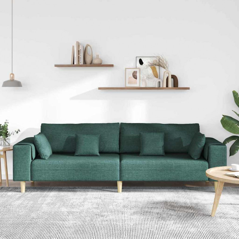 Sofa z poduszką Ciemna zieleń 250 x 77 x 76 cm tkanina