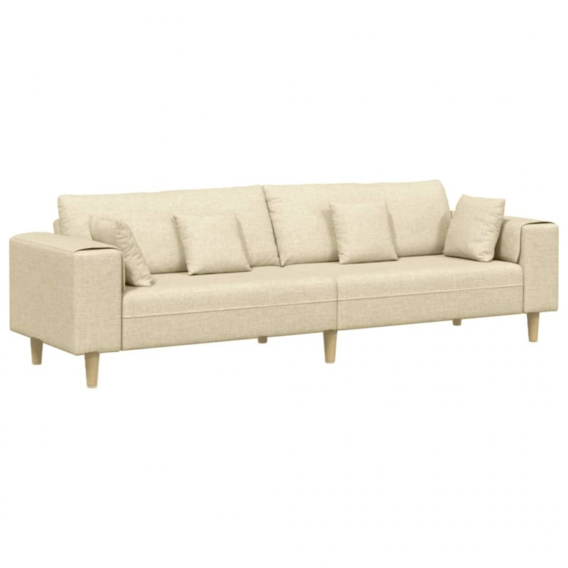 Sofa z poduszką Kremowy 250 x 77 x 76 cm tkanina