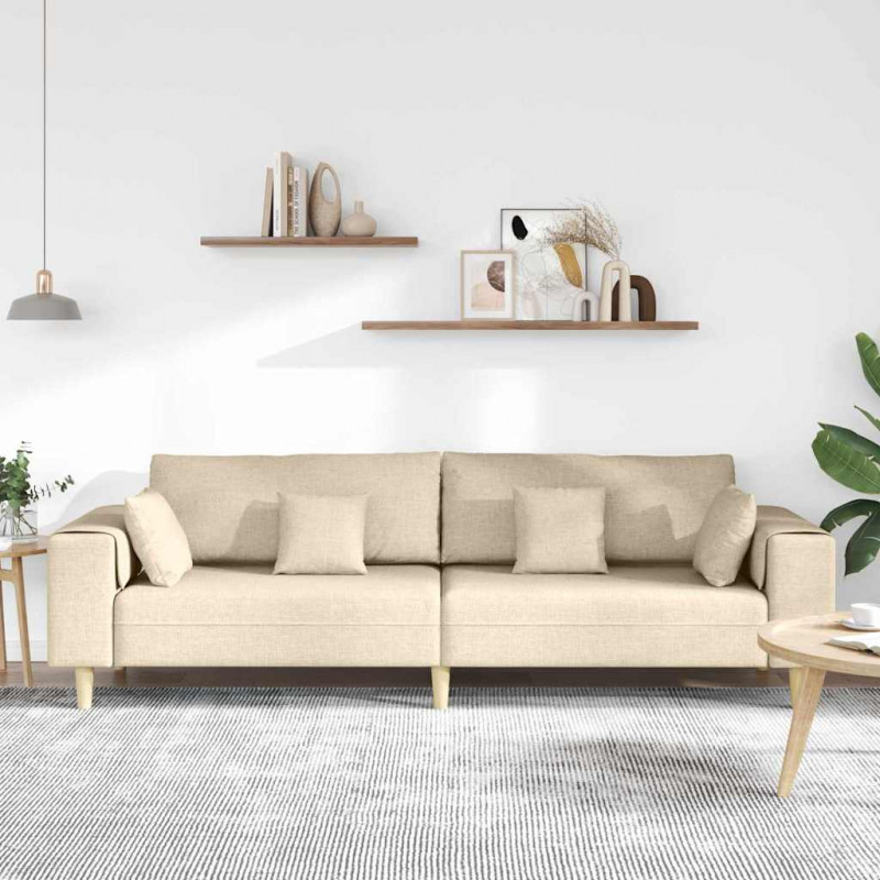 Sofa z poduszką Kremowy 250 x 77 x 76 cm tkanina