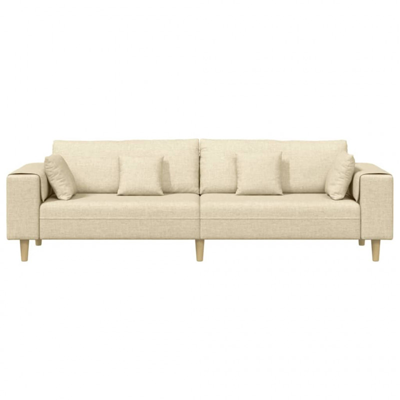 Sofa z poduszką Kremowy 250 x 77 x 76 cm tkanina