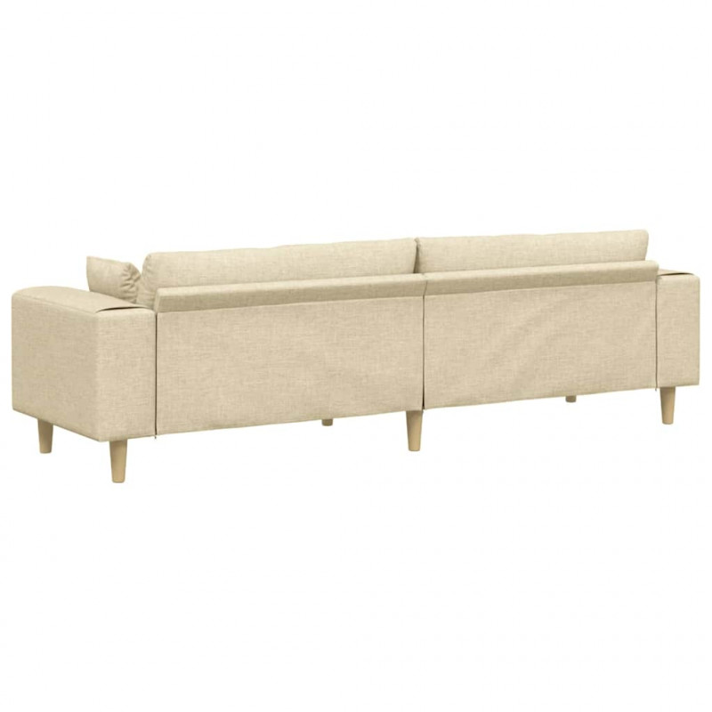 Sofa z poduszką Kremowy 250 x 77 x 76 cm tkanina