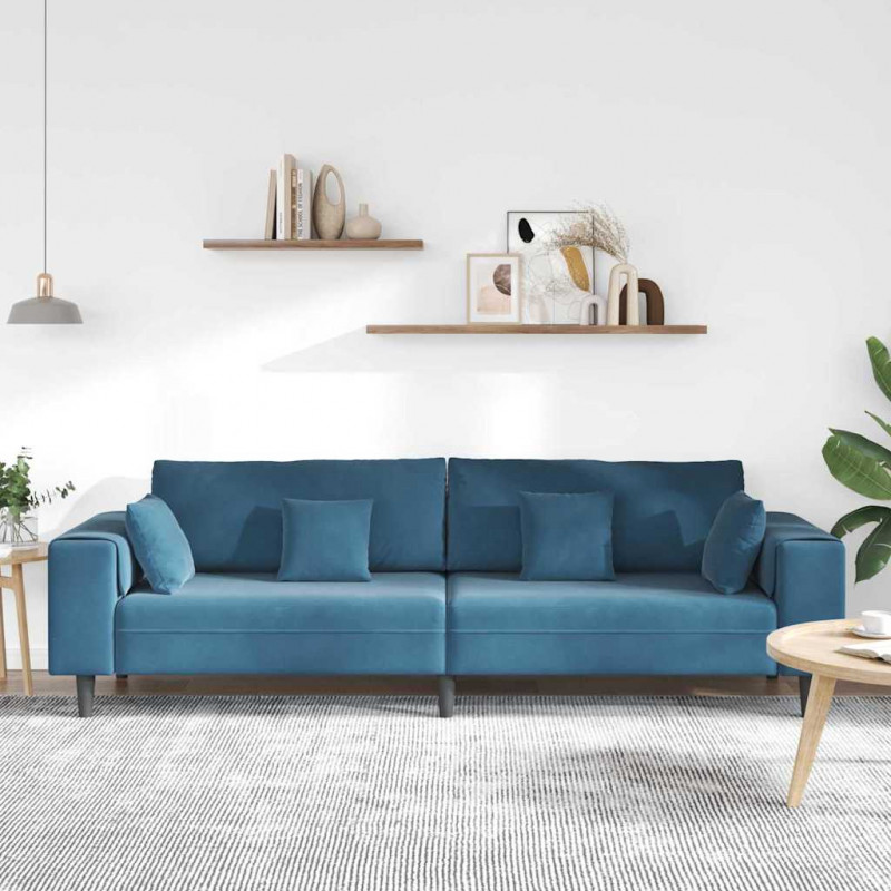 Sofa z poduszką Niebieski 250 x 77 x 76 cm Aksamit