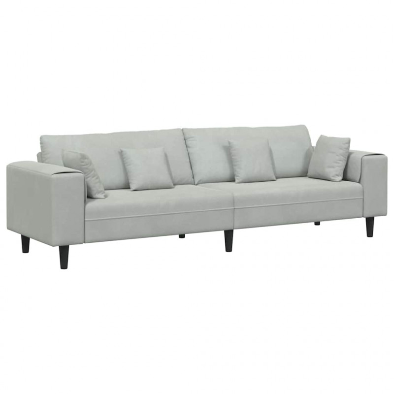 Sofa z poduszką Jasnoszary 250 x 77 x 76 cm Aksamit