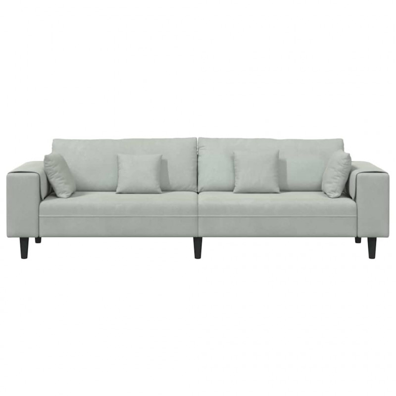 Sofa z poduszką Jasnoszary 250 x 77 x 76 cm Aksamit