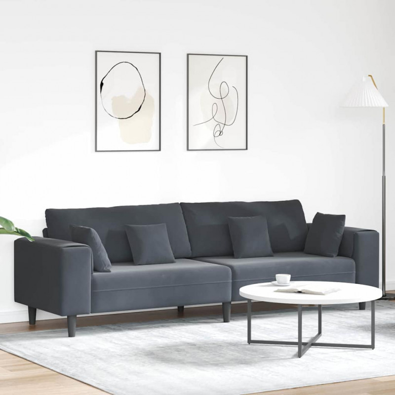 Sofa z poduszką Ciemnoszary 250 x 77 x 76 cm Aksamit