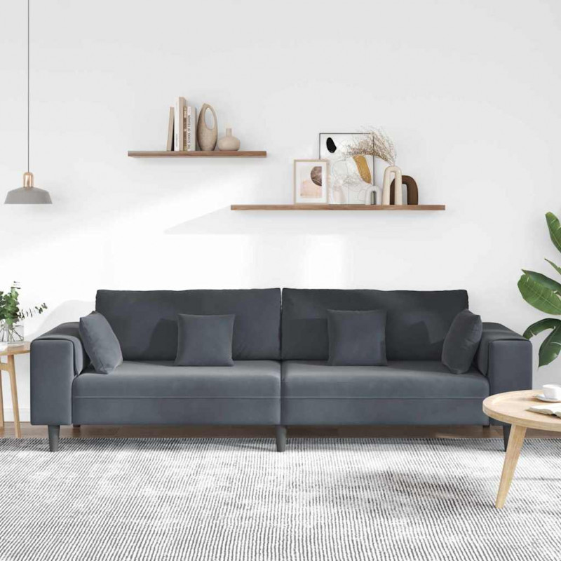 Sofa z poduszką Ciemnoszary 250 x 77 x 76 cm Aksamit