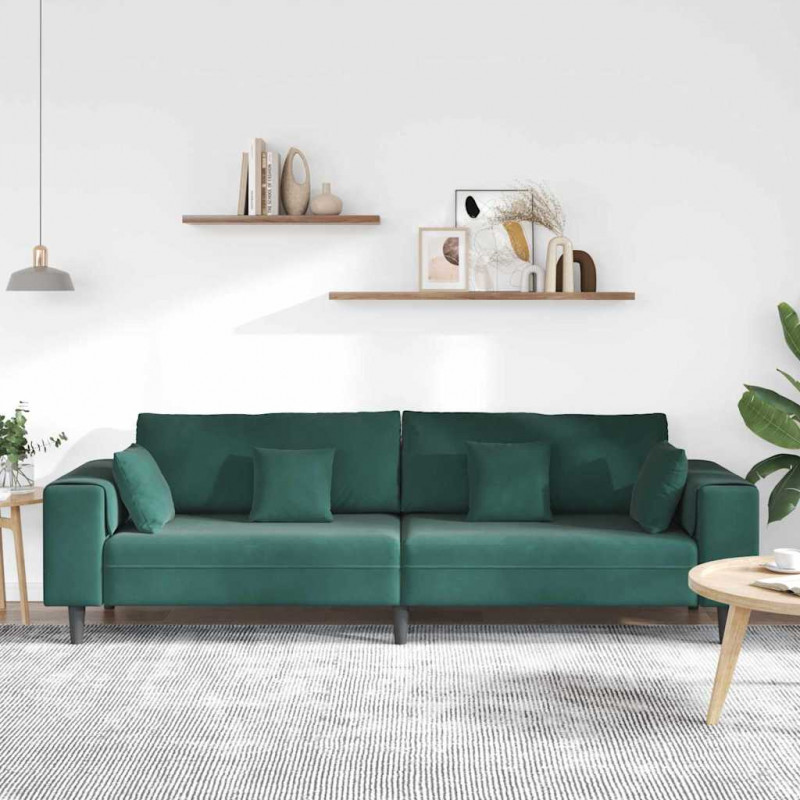 Sofa z poduszką Ciemna zieleń 250 x 77 x 76 cm Aksamit