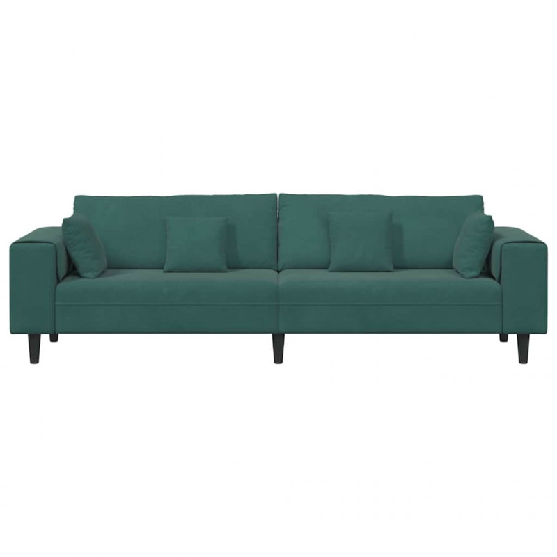 Sofa z poduszką Ciemna zieleń 250 x 77 x 76 cm Aksamit