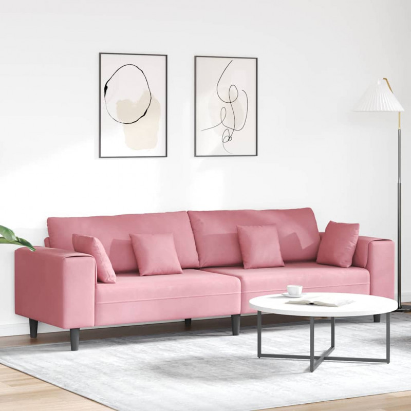 Sofa z poduszką Różowy 250 x 77 x 76 cm Aksamit