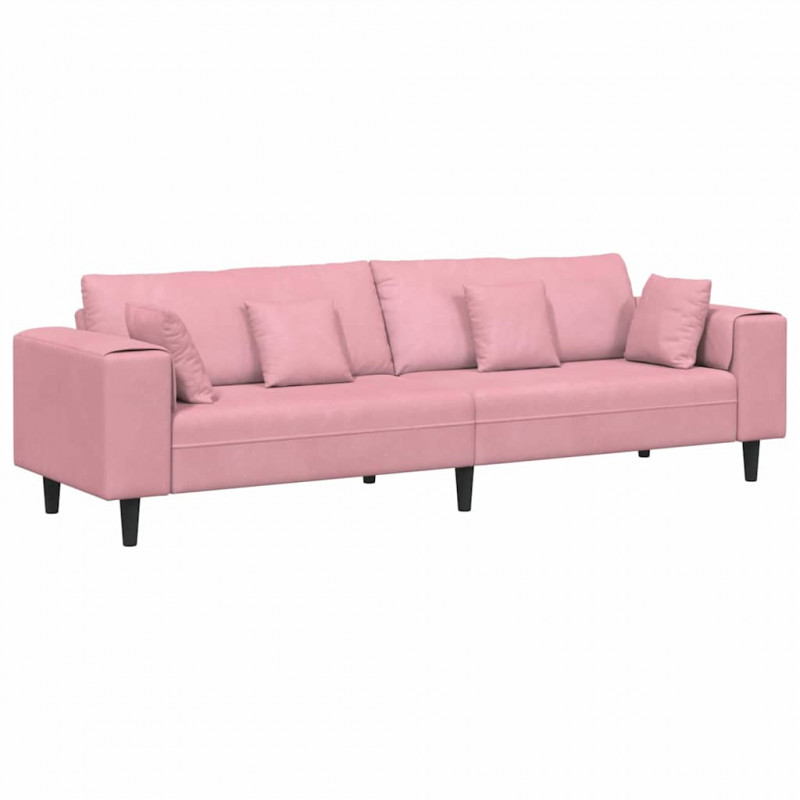 Sofa z poduszką Różowy 250 x 77 x 76 cm Aksamit