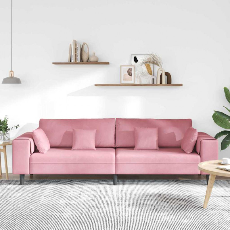Sofa z poduszką Różowy 250 x 77 x 76 cm Aksamit