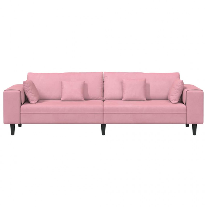 Sofa z poduszką Różowy 250 x 77 x 76 cm Aksamit