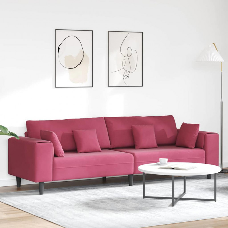 Sofa z poduszką Czerwone wino 250 x 77 x 76 cm Aksamit
