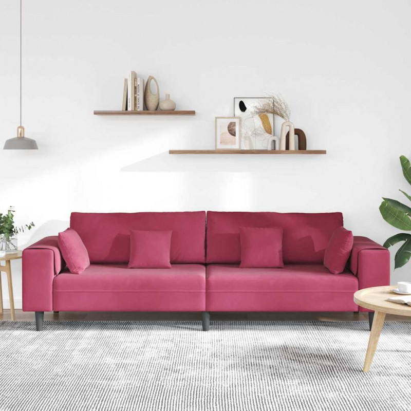 Sofa z poduszką Czerwone wino 250 x 77 x 76 cm Aksamit
