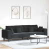 Sofa z poduszką Czarny 250 x 77 x 76 cm Aksamit