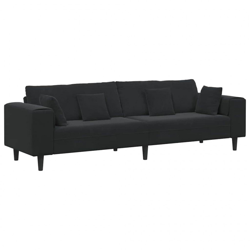 Sofa z poduszką Czarny 250 x 77 x 76 cm Aksamit
