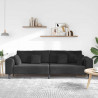 Sofa z poduszką Czarny 250 x 77 x 76 cm Aksamit
