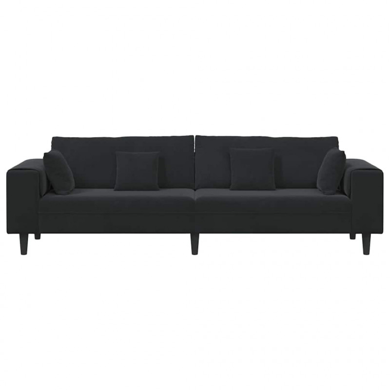 Sofa z poduszką Czarny 250 x 77 x 76 cm Aksamit