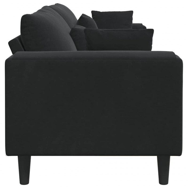 Sofa z poduszką Czarny 250 x 77 x 76 cm Aksamit