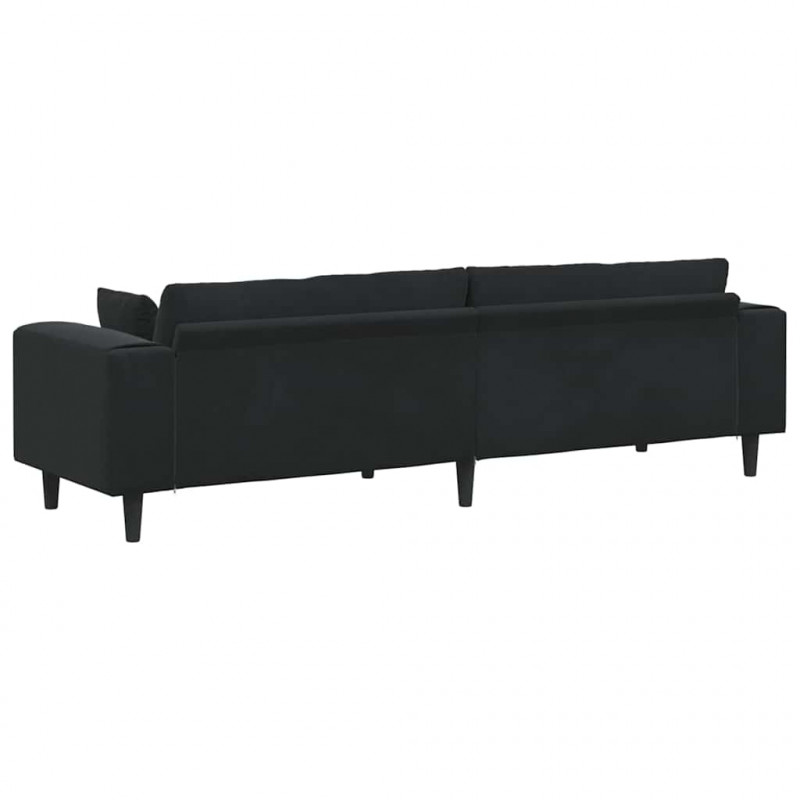 Sofa z poduszką Czarny 250 x 77 x 76 cm Aksamit