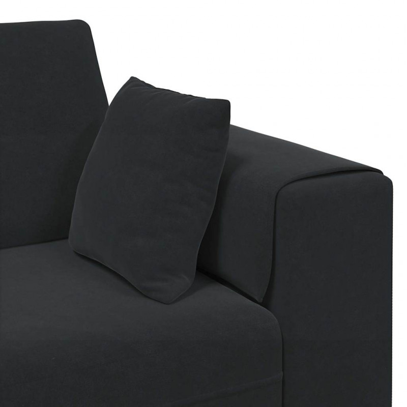 Sofa z poduszką Czarny 250 x 77 x 76 cm Aksamit