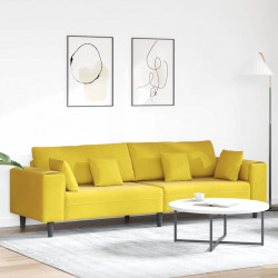 Sofa z poduszką Żółty 250 x 77 x 76 cm Aksamit