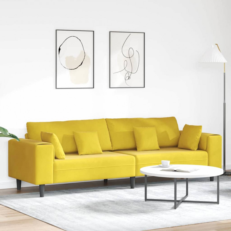 Sofa z poduszką Żółty 250 x 77 x 76 cm Aksamit