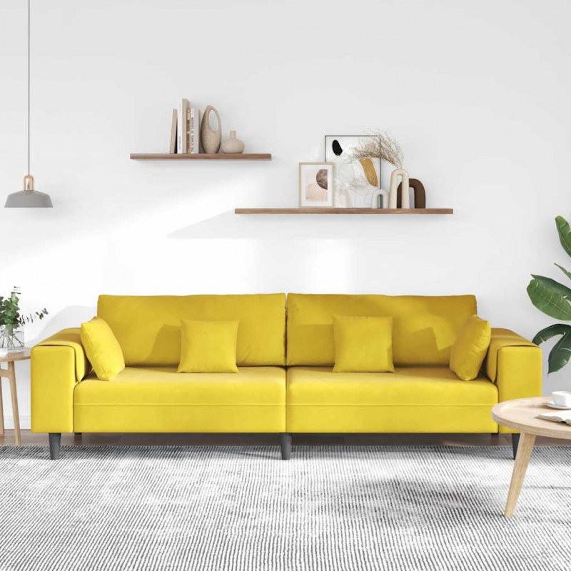 Sofa z poduszką Żółty 250 x 77 x 76 cm Aksamit