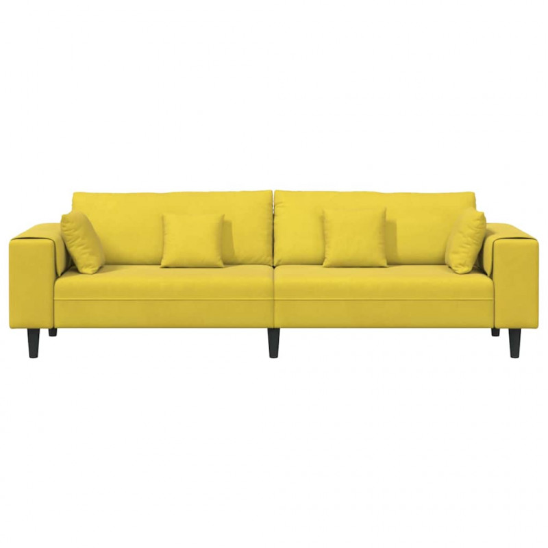 Sofa z poduszką Żółty 250 x 77 x 76 cm Aksamit
